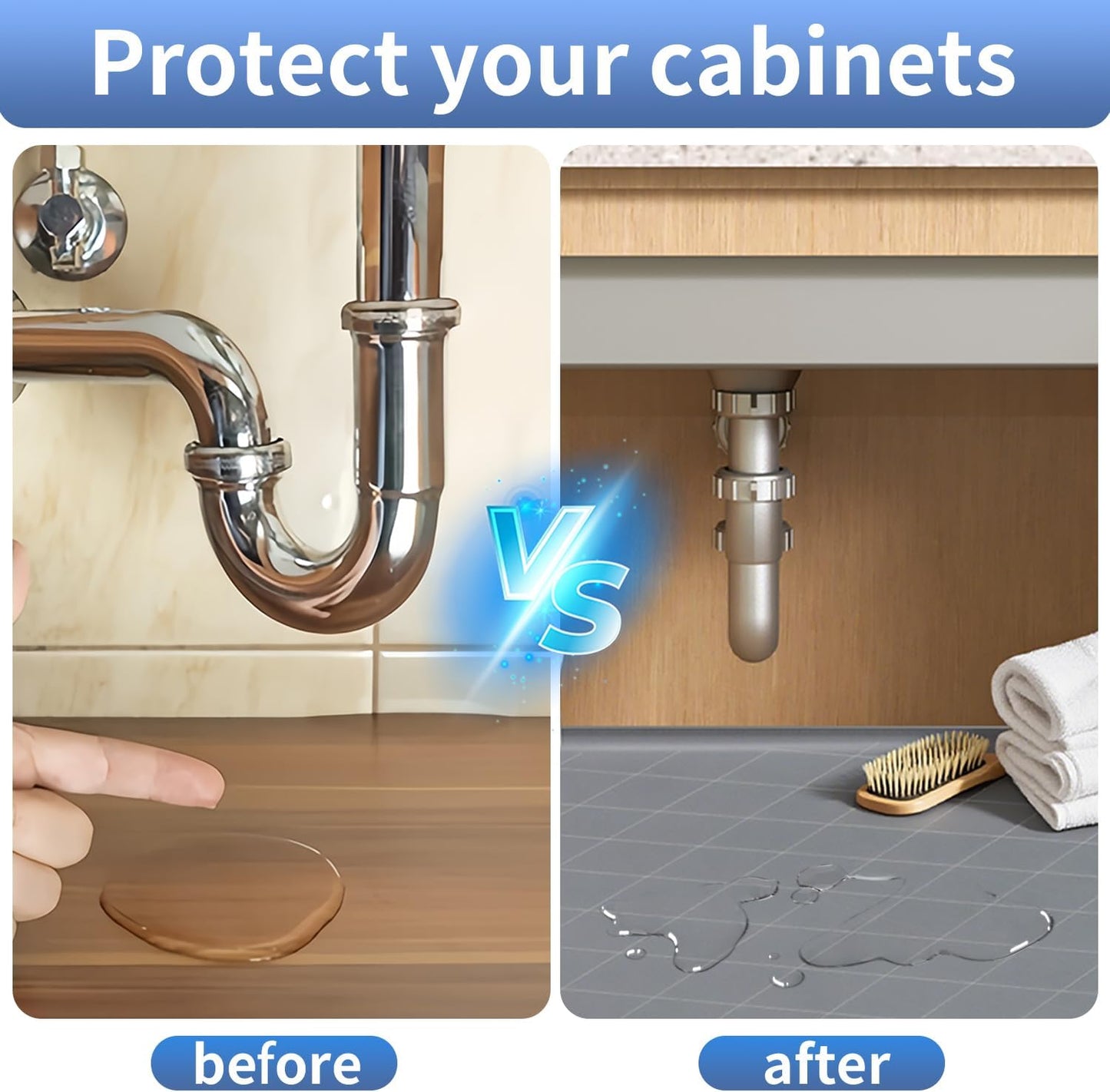 34"x22" Thickened Silicone Sink Mat - Kitchen & Bathroom,Leak-Proof Cabinet Liner with Raised Edges,Non-Slip Grip,Waterproof Counter Protector,Heat-Resistant & Easy to Clean