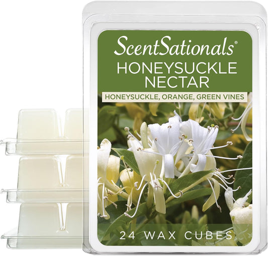 Scentsationals Wax Melts, Wax Cubes Strong Scent - Honeysuckle Nectar - Long Lasting Scented Melts for Warmer, 10oz (24-Cubes)