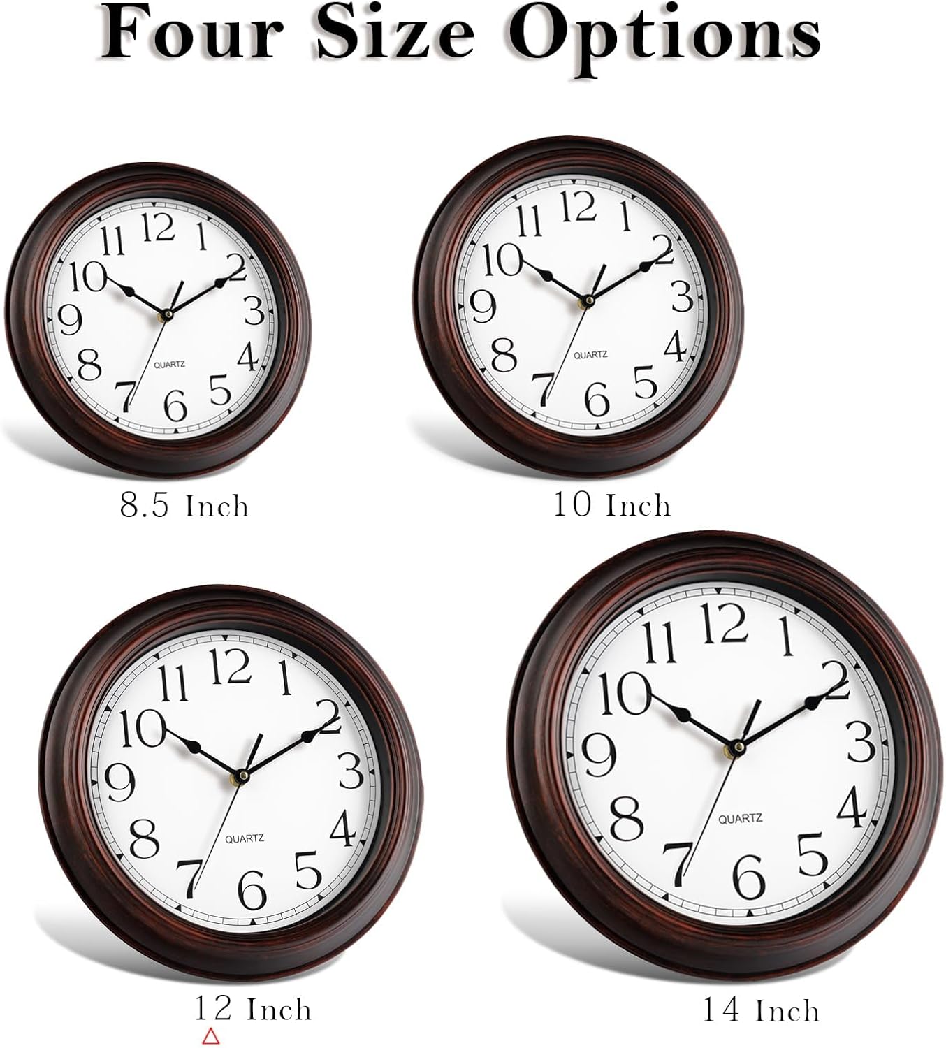 12 Inch Wall Clocks Battery Operated Silent Non-Ticking Wall Clock Vintage Retro Rustic Style Decorative for Living Room Kitchen (Bronze)