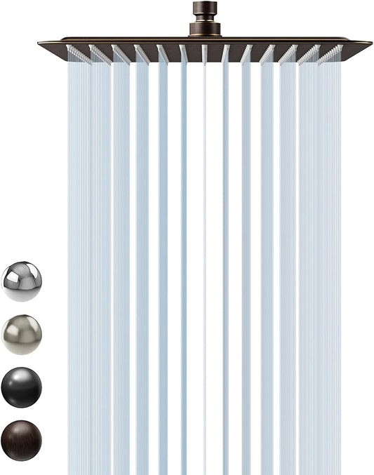 SR SUN RISE 12 Inch Brass Rain Shower Head Oil Rubbed Bronze High Pressure Rainfall Showerhead Water Saving
