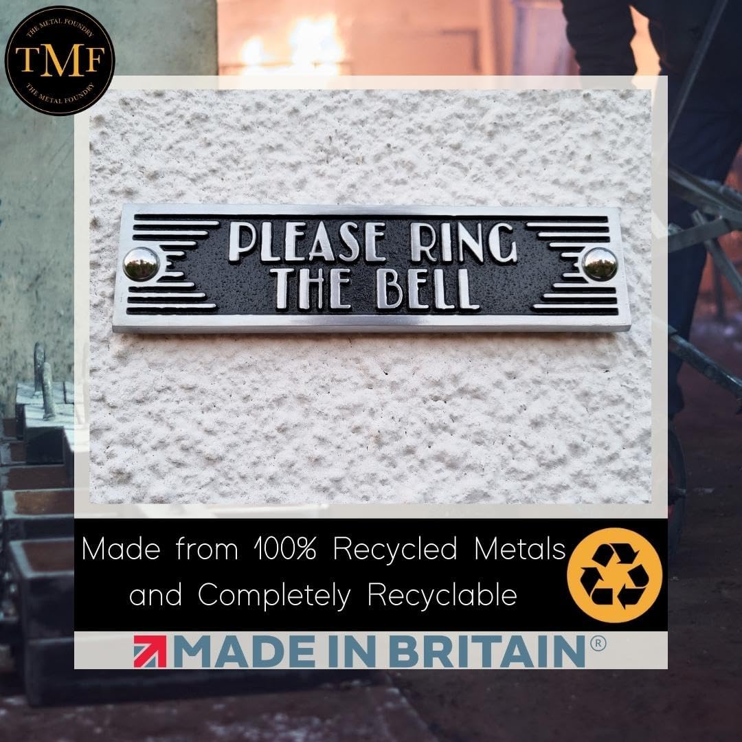 The Metal Foundry Please Ring The Bell Metal Door Sign. Art Deco Style Home Décor Accessories Door Or Wall Aluminium Plaque. Handmade In England.