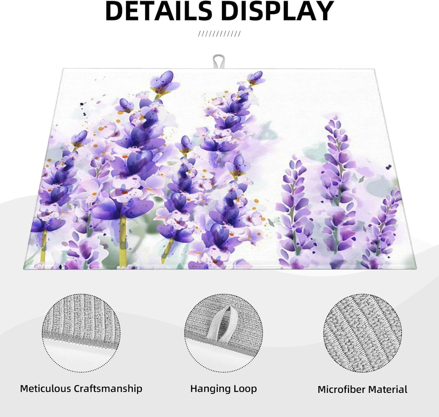 Absorbent Dish Drying Mat For Kitchen Counter, Lavender Microfiber Dish Drying Pad, Kitchen Gadgets For Easy Clean Multi-Use