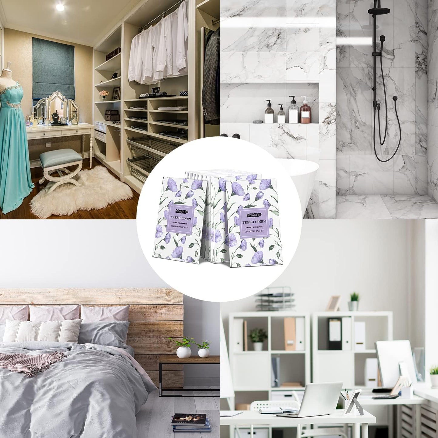 MYARO Large 12 Pcs Linen Scented Sachets for Drawer and Closet, Long-Lasting Sachets Bags Air Freshener Fresh Scents, Hanging Potpourri Bags Home Fragrance for Lover