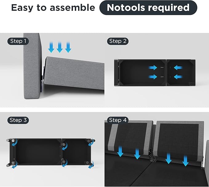 HONBAY Convertible Sectional Sofa, L Shaped Couch with Linen Fabric, Reversible Couch for Small Space, Light Grey