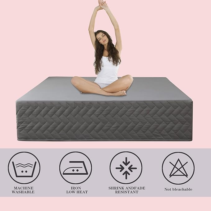 King Bed Skirt-Box Spring Cover with 14 Inch Tailored Drop,Wrinkle and Fade Resistant Hotel Wrap Around Bed Skirts,Bed Frame Cover (Checkered Gray, King)