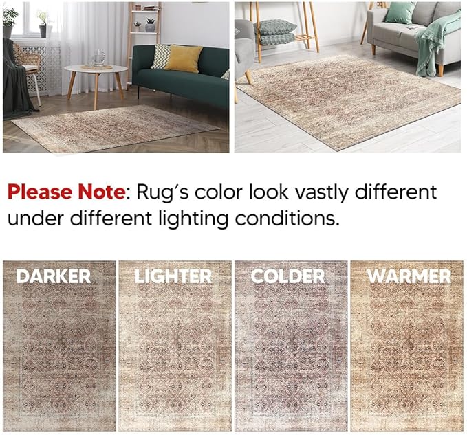 Keen Home Design 3x5 Rug - Machine Washable Entry Rug with Non-Slip Backing, Ideal for Enteryway, Kitchen, Bathroom, Laundry Room - Vintage, Easy Clean, Durable, Low Pile - (3' x 5')