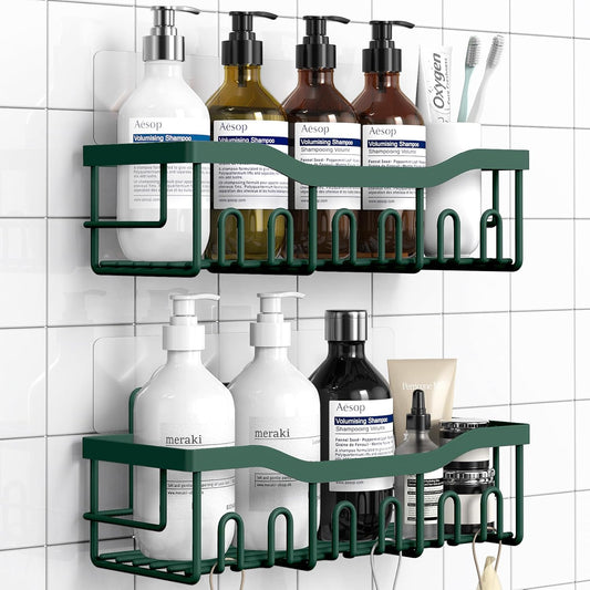 Shower Caddy 2 Pack, Adhesive Shower Organizer for Home Decor & Kitchen Storage, No Drilling, Rustproof Stainless Steel Bathroom Shelf Organizer