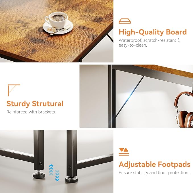 Casaottima 40-Inch Small Computer Desk with Fabric Drawers & File Cabinet, Home Office Desk with Cloth Storage Bag and Hook, Writing Study Work Table for Small Space, Vanity Desk for Bedroom, Vintage