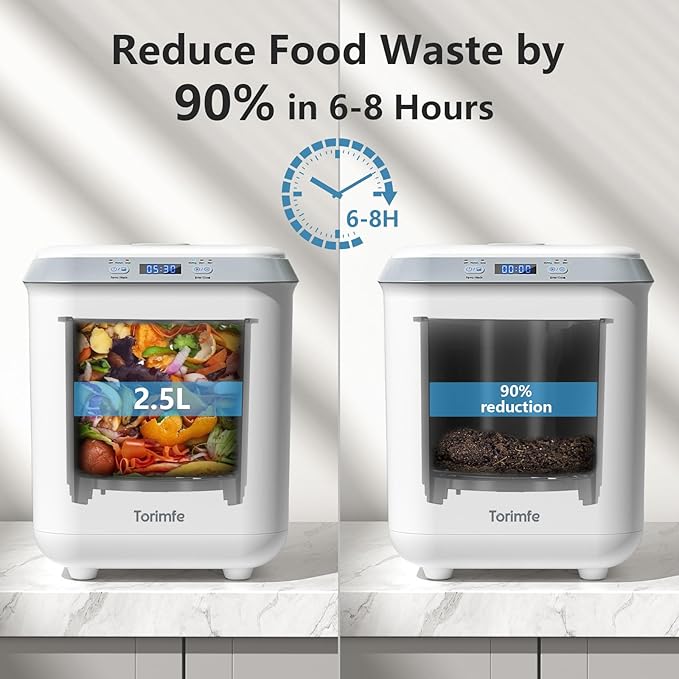 Electric Composter for Kitchen: Smart Compost Bin Outdoor/Indoor, Odorless/Auto-Cleaning/Intelligent LED Display, 2.5L Auto Garbage Disposal Home Countertop Composting Bin, Turn Waste into Fertilizer