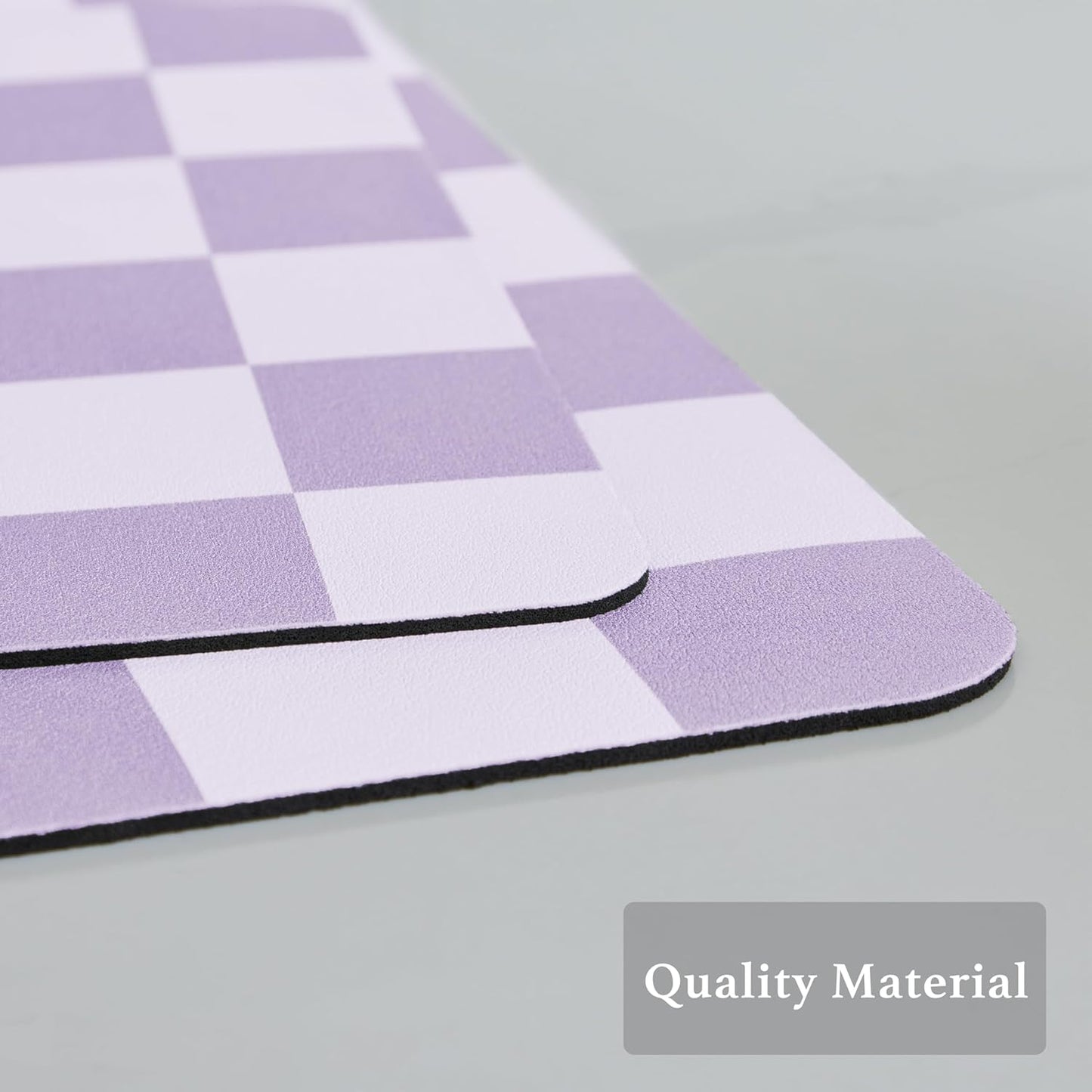 Checkered Dish Drying Mat for Kitchen Counter, Coffee Bar Station Accessories, Retro Cute Aesthetic Modern Absorbent Drainer Mat Kitchen Drying Mat Easy Clean, Purple 16" x 24"