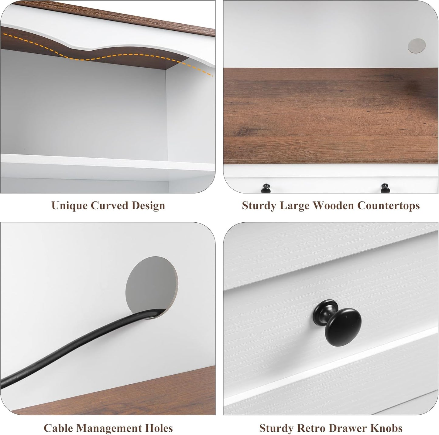 Keyluv 74.8" H Tall Pantry Cabinet with Microwave Stand and 3 Drawers, Large Kitchen Hutch Storage Cabinet with Glass Door and Adjustable Shelves for Kitchen, Dining Room, Living Room, White