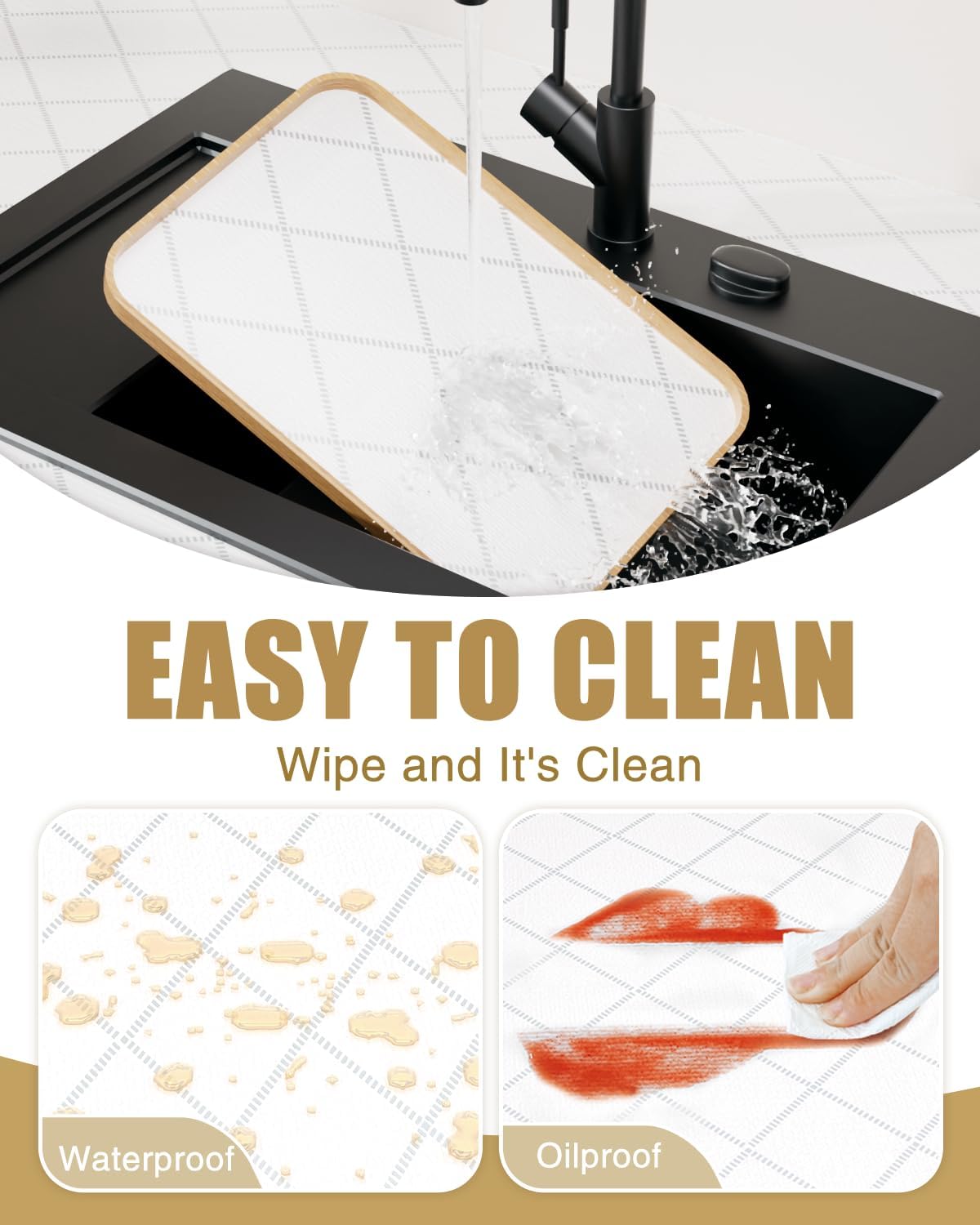 Drawer and Shelf Liner, Non-Adhesive Kitchen Cabinet Liners, Non Slip Shelf Paper Waterproof Washable Thickened for Dresser Pantry Shelve Bathroom Protector