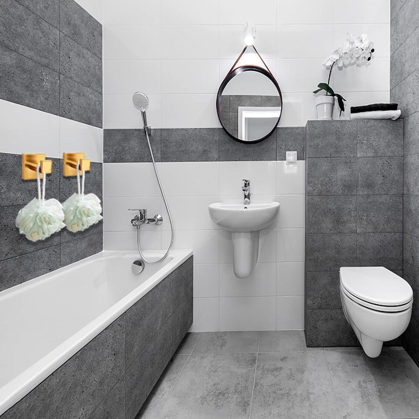 Nolimas 4 Pack Gold Towel Hook Stainless Steel Bathroom Rustproof Clothes Towel Coat Hook Wall Mounted Square Toilet Kitchen Heavy Duty Door Hanger