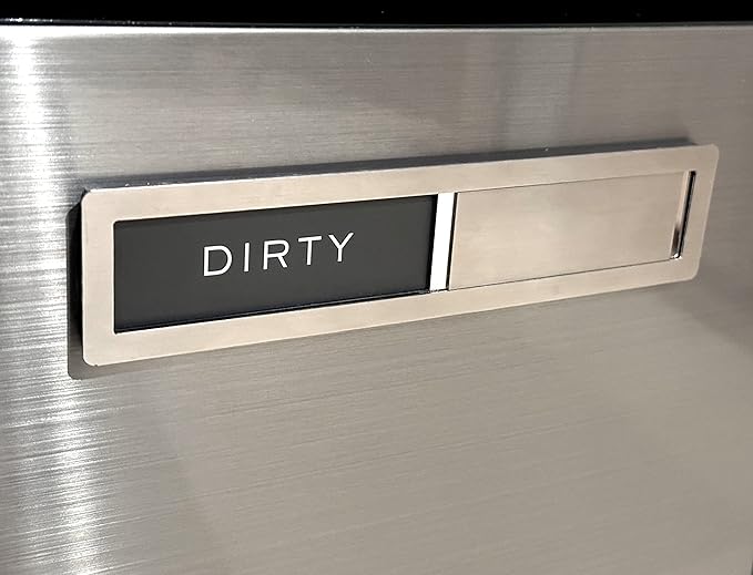 Clean dirty magnet for dishwasher, Kubik Letters Premium Stainless Steel Grade 304, Kitchen Organizers and Storage Decor Accessories, Extra Adhesive Tapes Included.