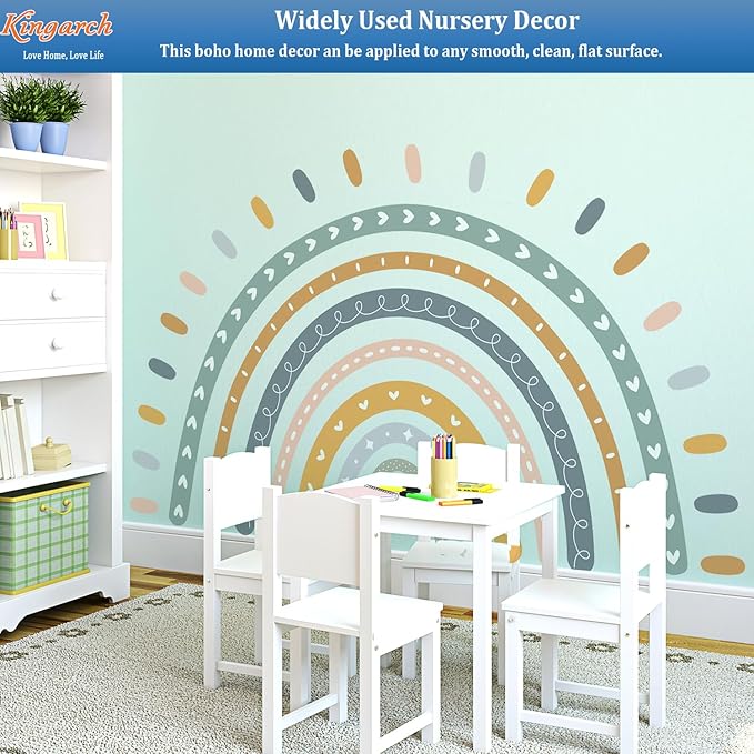 Large Cute Rainbow Wall Decals, Boho Sun Peel and Stick Fabric Nursery Wall Decor, Removable Home Room Wall Decor Murals Stickers for Kids Girls Toddler Bedroom Living Room Playroom