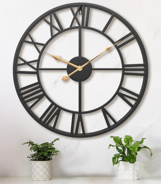 14 Inch Large Wall Clocks for Living Room Decor,Big Silent Battery Operated Metal Wall Clock,Rustic Modern Farmhouse Roman Numerals Wall Clock for Kitchen,Office,Bedroom,Dining Room