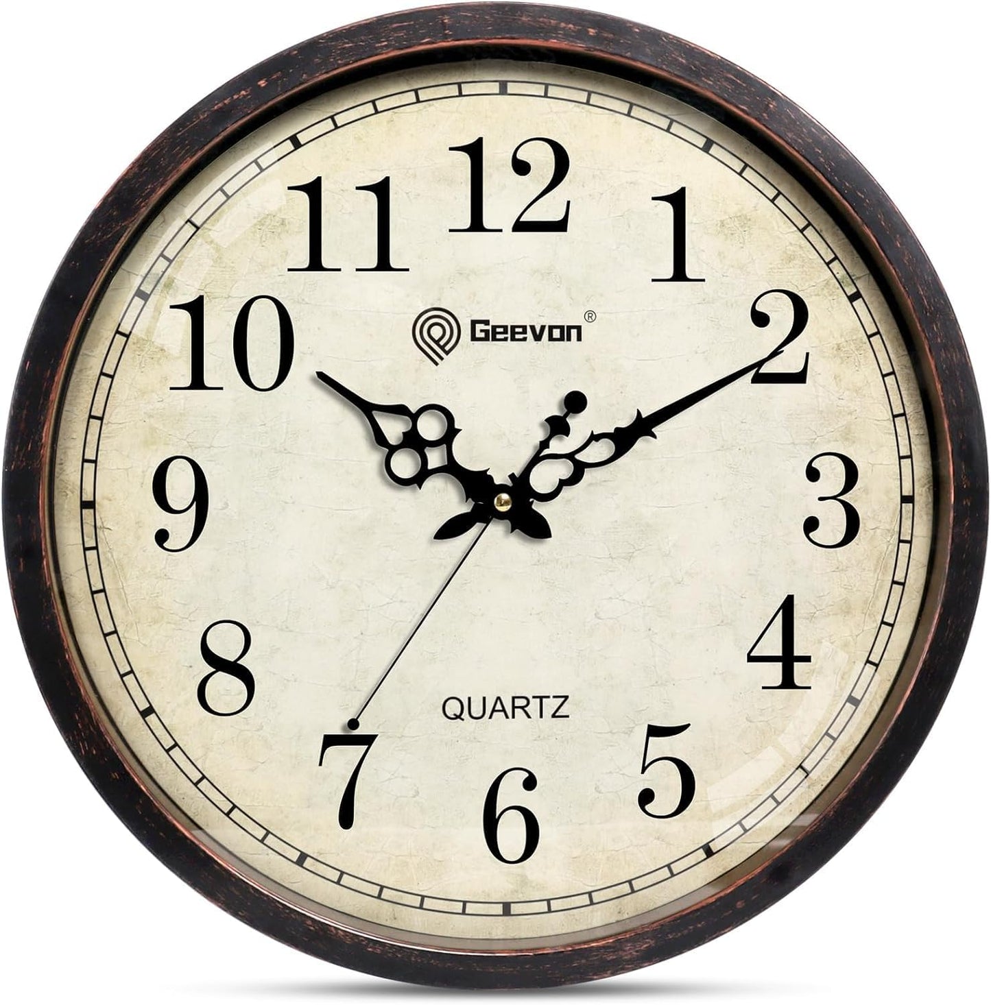 Geevon Vintage Wall Clock, Silent 16" Non Ticking Retro Round Clock Quartz Decorative Battery Operated Wall Clock for Kitchen,Office,Classroom,Bedroom,Living Room Decor