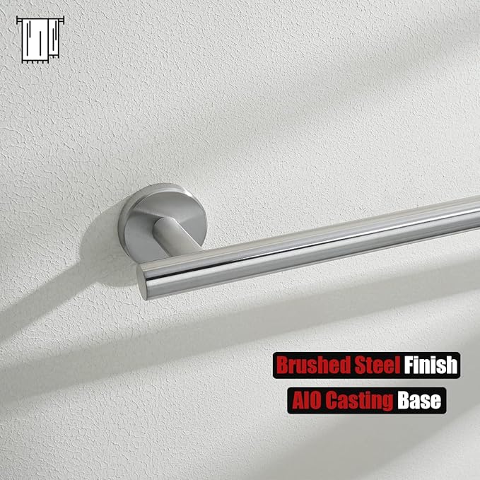 JQK Bathroom Towel Bar, 15 Inch 304 Stainless Steel Thicken 0.8mm Towel Rack, Towel Holder Brushed Finished Wall Mount, Useable Length 12 Inch, TB110L12-BN