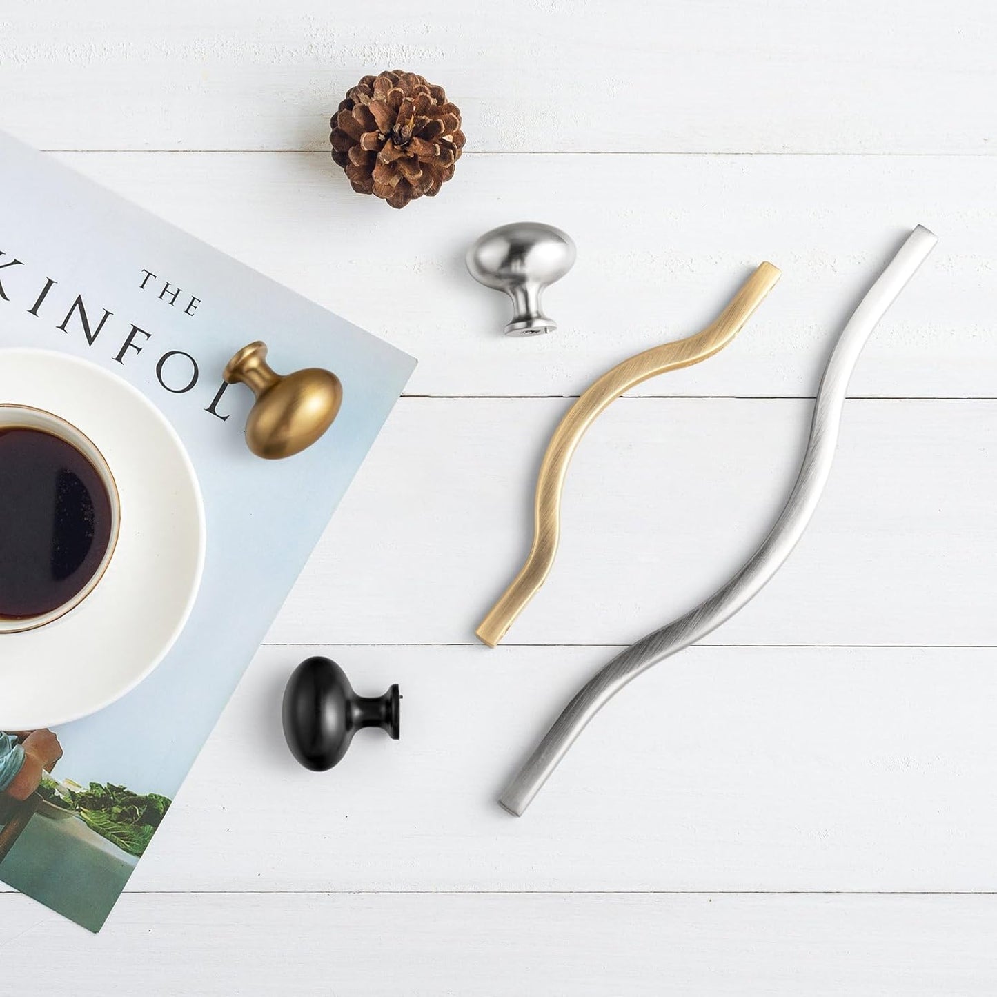 Goo-Ki 1.2 Inch(36MM) Oval Satin Nickel Drawer Knobs, Modern Zinc Alloy for Cabinet Knobs for Dresser,6 Packed