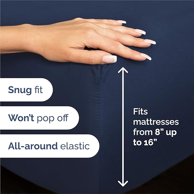 Split King Size 5 Piece Sheet Set - Comfy Breathable & Cooling Bed Sheets Set - Hotel Luxury Bedding for Women, Men, Kids, Teens, Boys & Girls - Deep Pockets, Soft, Wrinkle Free - Oeko-Tex - Navy Blue