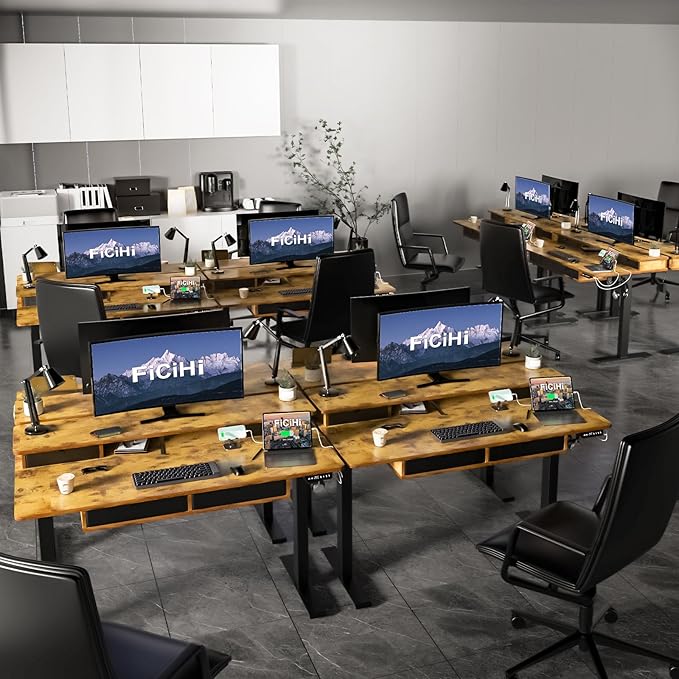 Adjustable Height Standing Desk with 4 Drawers & Wheels,55 x 30 inches Electric Sit Stand Desk for Home Office,3 Memory Presets,Monitor Stand Riser,USB A/C Charging Port