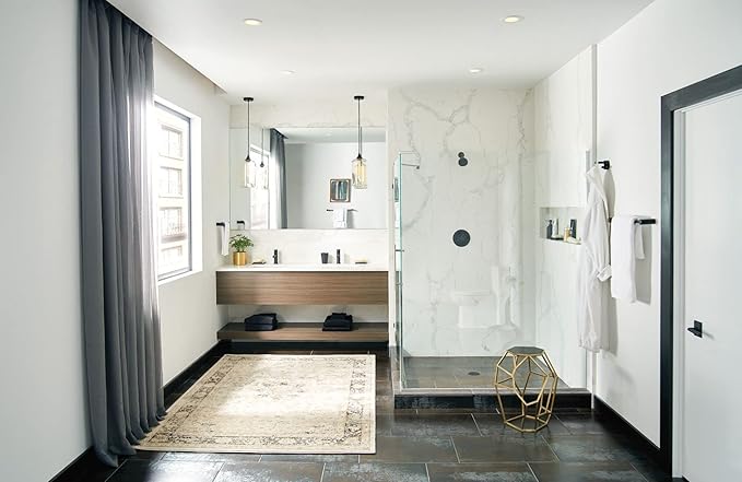 Moen Align Matte Black Modern Double Swivel Robe Hook, YB0402BL