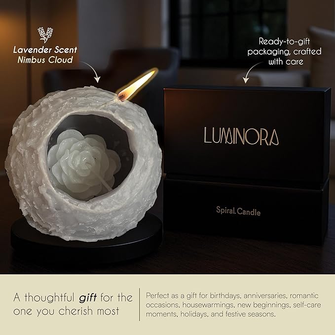 Spiral Cool Decorative Candle, Velas Decorativas, Spiral Melt Light, Spinning Burning, Spinning Gifts Unique Candle, Cool Candles, Soy, Beeswax, Fun Candles Spinner (Nimbus Cloud - Lavender)