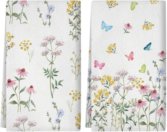 Kitchen Towels Seasonal Kitchen Towels Floral Dish Towels Kitchen Hand Towels Decorative Kitchen Tea Towels Decorative Set 2 Pcs of 18×26 Inch