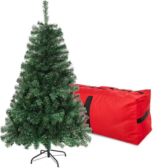 4FT Premium Christmas Tree, Small Spruce Artificial Holiday Xmas Tree with 450 PVC Branch Tips & Foldable Metal Stand for Home, Office, Party Decoration,Green