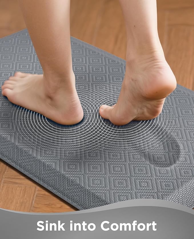 Ophanie Kitchen Mats for Floor, 3/4 Inch Thick Kitchen Rugs, Anti Fatigue Standing Cushioned Mat, Waterproof,Comfort Ergonomic Mat for Office, Home, Sink, 20'' x 48'' Brown Non-Slip Bottom