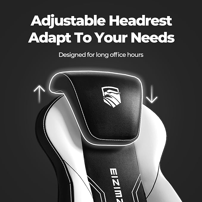 Ergonomic Office Chair with Adjustable Headrest and Footrest, High Back Computer Desk Chair with Linkage Armrests, Reclining Swivel Chair for Home Office, Executive Office Chair (White)