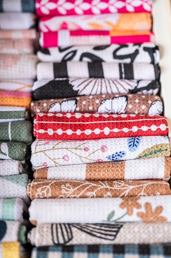 || 2 Pack Double Sided|| Not Your Ordinary Dish Towels || Waffle Weave Microfiber || Tea Towels || Highly Absorbent || Hanging Loop || Dish Cloths|| Designer Prints|| Flower Garden