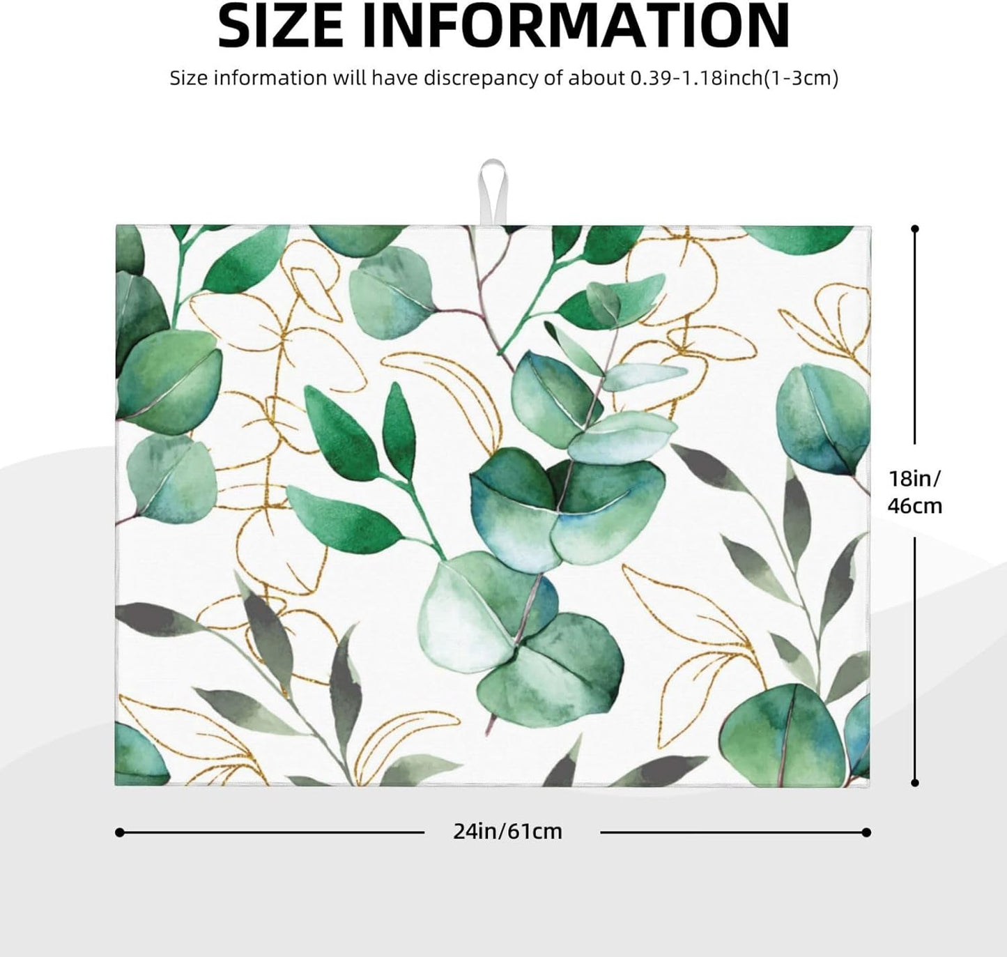 Green Leaves Dish Drying Mat 18x24 For Kitchen Counter Absorbent Microfiber Dishes Pad Dish Drainer Rack Mats Fast Dry Kitchen Accessories