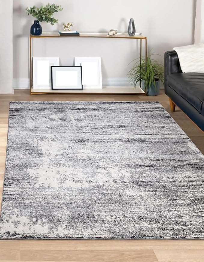 Keen Home Design Area Rugs - Non-Shedding, Thick Pile Abstract Rugs for Kitchen, Living Room, Bedroom, Dining Room, Entryway (Abstract Cream/Grey, 5'3'' x 7'7'')