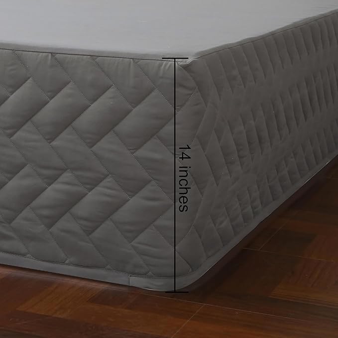 King Bed Skirt-Box Spring Cover with 14 Inch Tailored Drop,Wrinkle and Fade Resistant Hotel Wrap Around Bed Skirts,Bed Frame Cover (Checkered Gray, King)