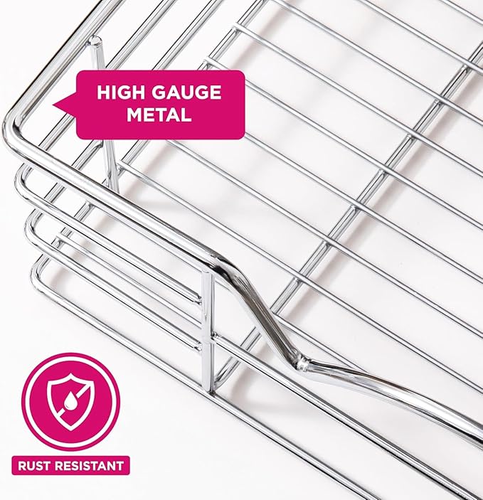 HOLDN’ STORAGE Pull Out Cabinet Organizer, Individual Sliding Drawers - Heavy Duty Metal with Lifetime Limited Warranty - Anti Rust Chrome Finish (Single Tier, 14" W)