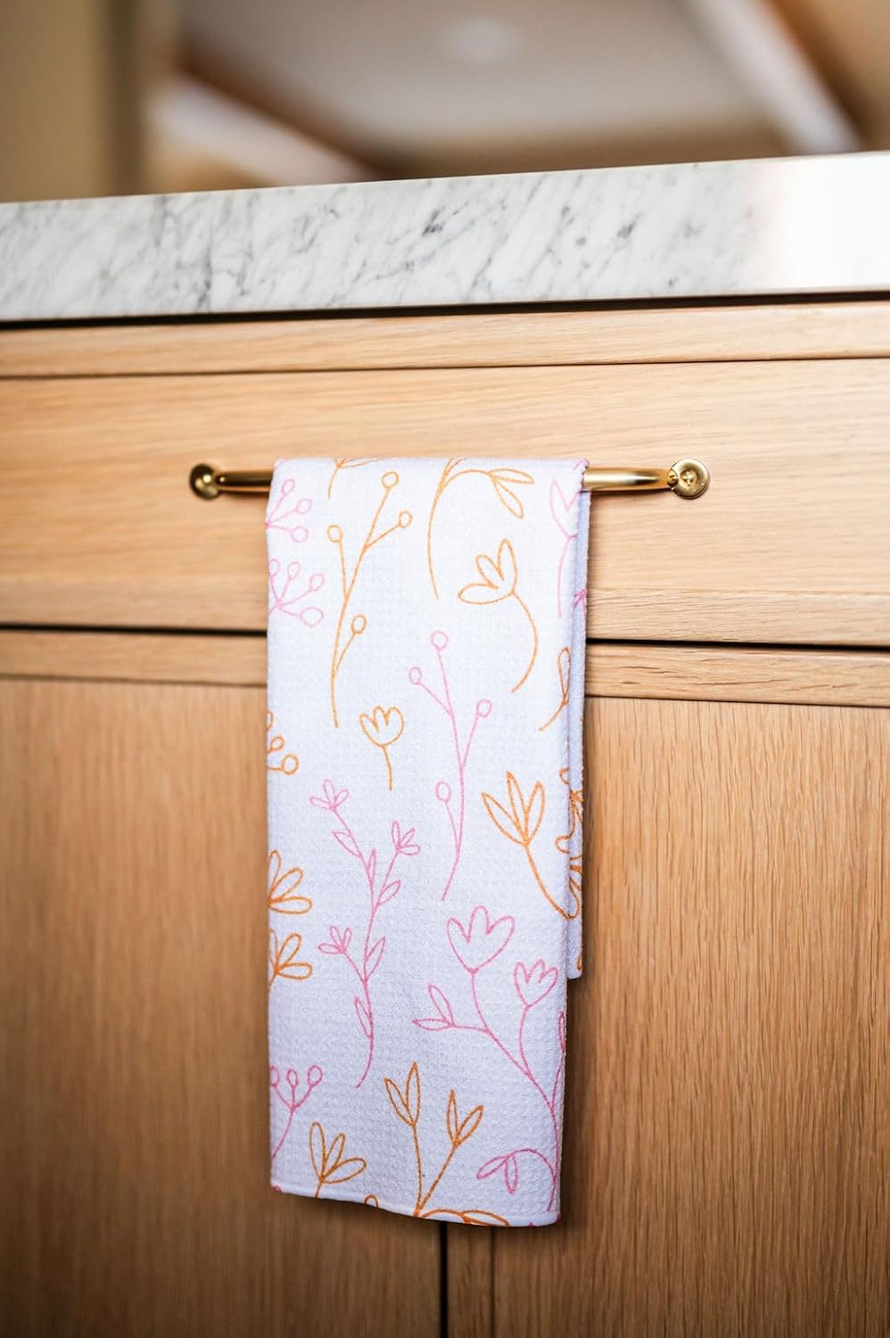 2 Pack Double Sided Kitchen Towels || Dish Towels || Quick Dry || Designer Prints || Highly Absorbent || Hanging Hook (Pink)