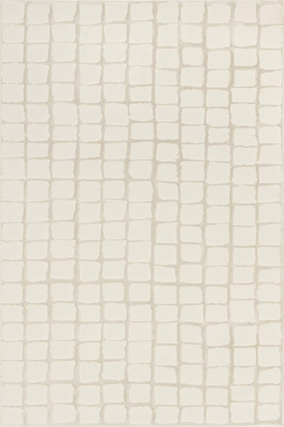 Nuloom Eunice Checkered 6' x 9' Machine Washable Area Rug for Living Room Bedroom Dining Room, Beige