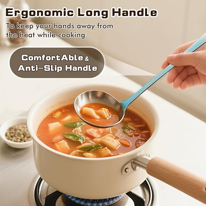 4 Pcs Cooking Utensils Set, Stainless Steel Kitchen Utensils, Heat Resistant Metal Kitchen Tools Include Solid & Slotted Turner Wok Spatula, Serving Spoon, Ergonomic Handle, Easy to Clean, Silver
