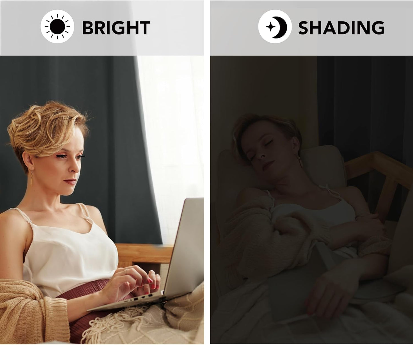 Deconovo Blackout Curtains for Bedroom – Set of 2 52W x 63L Inch Thermal Insulated & Noise Reducing Panels–Home Window Room Darkening Sustainable Grommet Drapes for Living Room and Nursery, Dark Grey