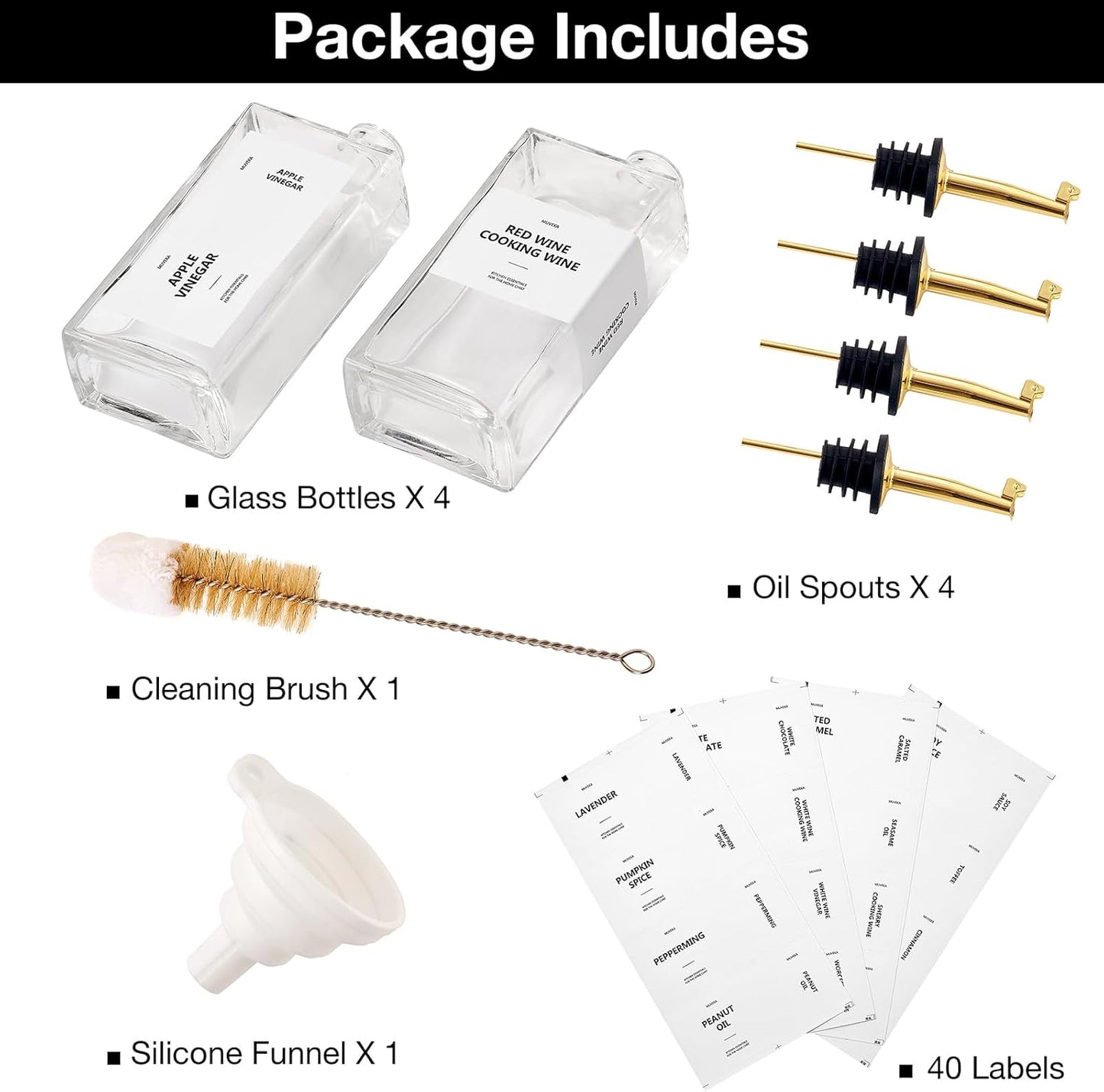 Olive Oil Dispenser Bottle for Kitchen, 16.9 oz/ 500 ml Cooking Oil Container, Glass Oil Dispenser Set, Glass Cruet for Oil with Pourer Spouts, Coffee Syrup Dispenser