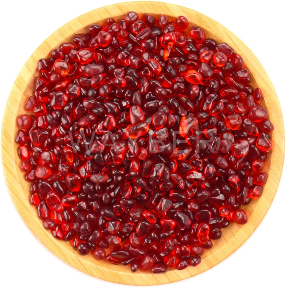 WAYBER Glass Stones, 1Lb/460g Irregular Sea Glass Pebbles Non-Toxic Artificial Crystal Stones for Vase Filler/Table Scatter/Aquarium Decoration/Handcraft Making/Jewelry Display, Red