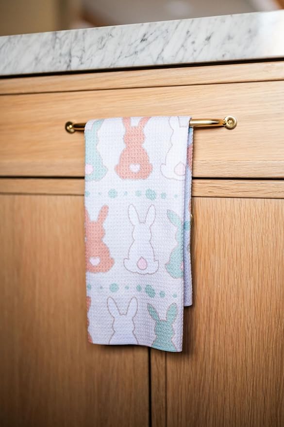 || 2 Pack Double Sided || Not Your Ordinary Dish Towels || Waffle Weave Microfiber || Tea Towels || Highly Absorbent || Hanging Loop || Dish Cloths || Designer Prints || Easter Bunny