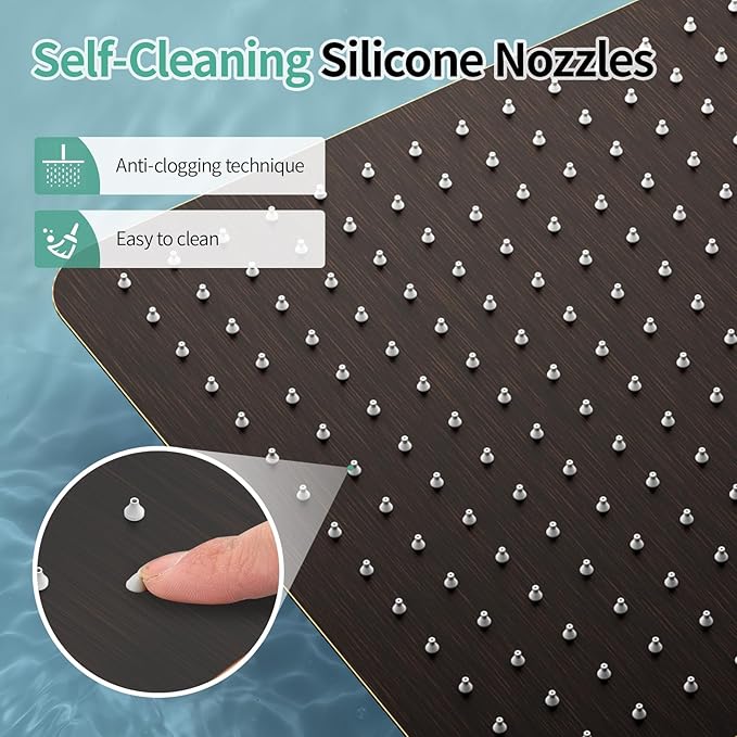 SR SUN RISE Luxury 16 Inch Extra Large Square Stainless Steel Shower Head High Pressure Rainfall Showerhead Ultra Thin Water Saving Oil Rubbed Bronze 2.5 Gpm