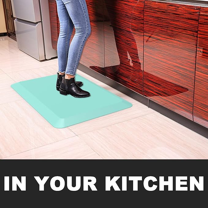 1" Extra Thick Anti Fatigue Floor Mat 60" L x 17" W,Kitchen Mat, Standing Desk Mat,140D Advanced PU Foam Ergonomic Comfort at Home, Office, Garage, Sink (Teal)