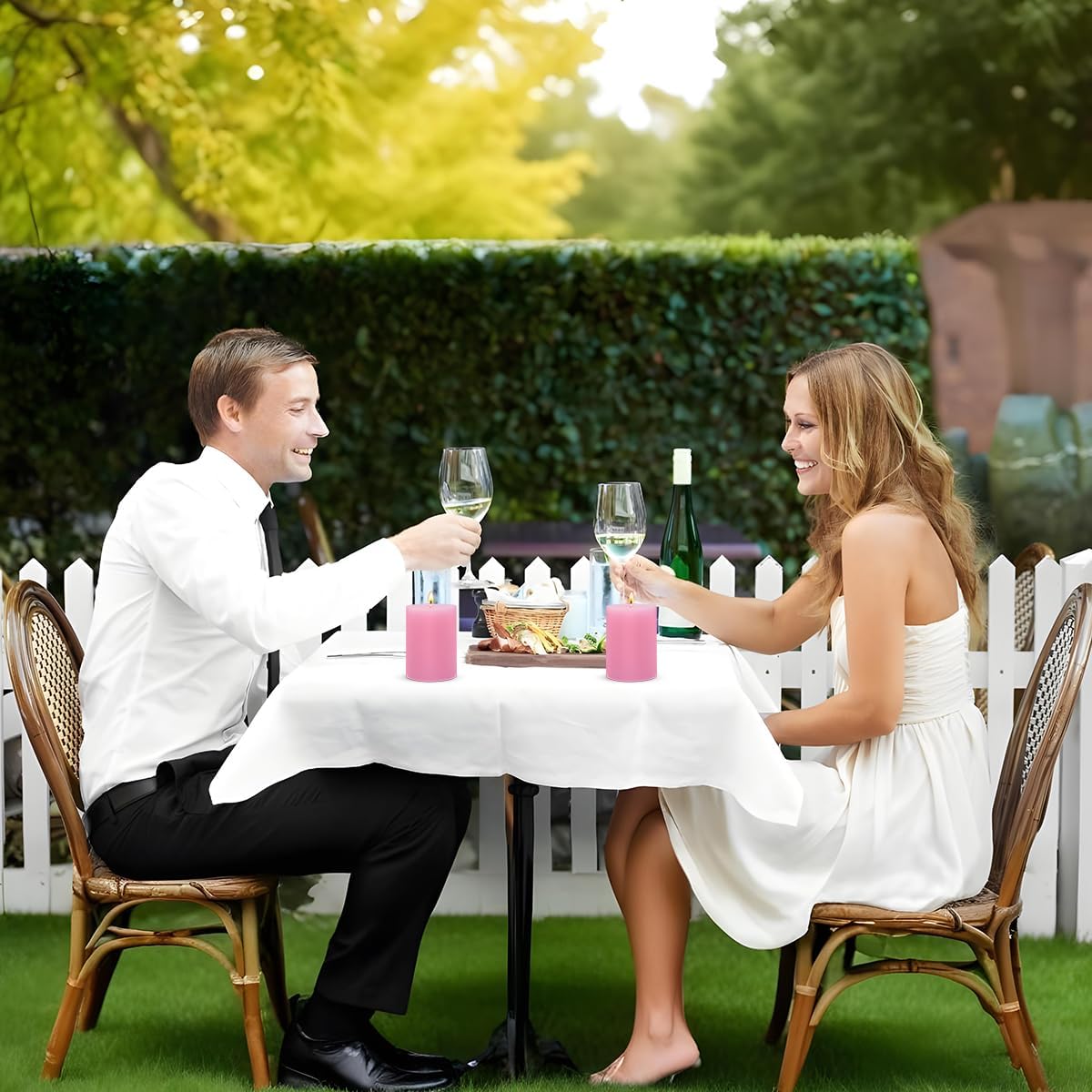 6 Packs 2.75x3.25 Inch Pink Pillar Candles, Unscented Dripless Non-Toxic Pastel Colored Smokeless Clean Long Lasting Burning Cylinder Candles for Home Dinner Table Decoration Power Outage Emergency