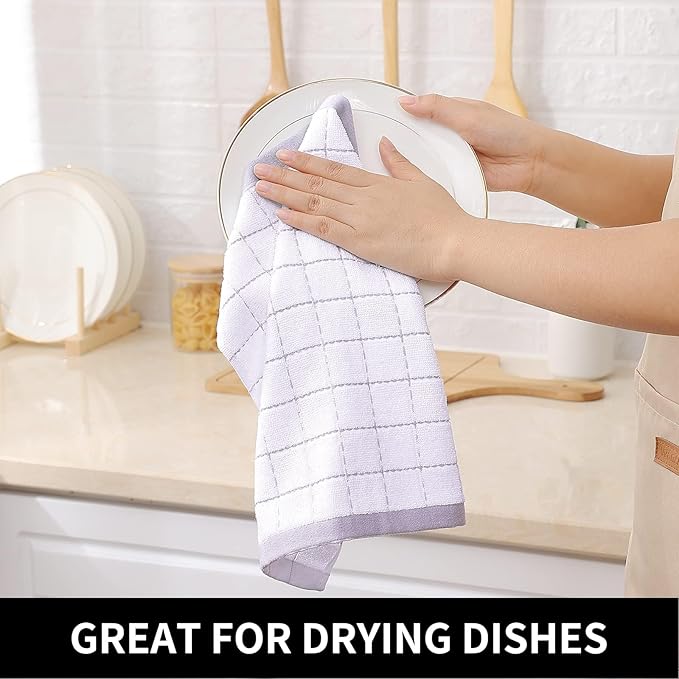 Homaxy 100% Cotton Terry Kitchen Dish Cloths, Ultra Soft and Absorbent Dish Towels for Kitchen, Suitable for Drying and Washing Dishes, 8 Pack, 12 x 12 Inches, White