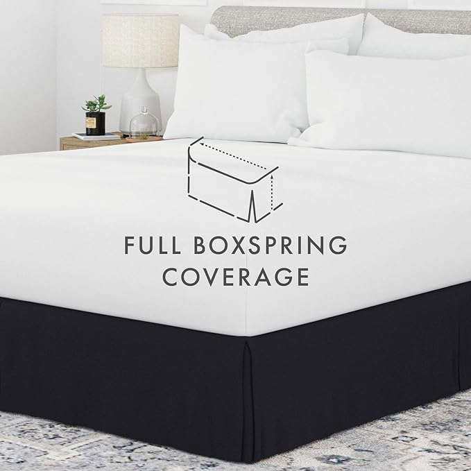 Linen Market Bed Skirt - Ultra Soft Microfiber - Easy Fit with 14 Inch Tailored Drop - Hotel Quality, Shrinkage & Fade Resistant - Bed Cover - Queen Bed Set - Bedroom Décor - (Queen, Black)