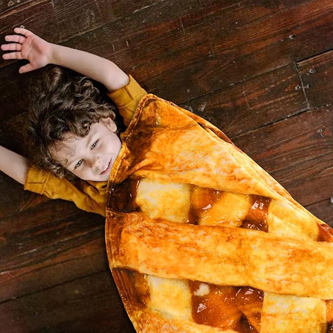 Vessia Applepie Throw Blanket, Realistic Funny Food Blanket for Adults and Kids, 300GSM Soft Throw for Couch, Sofa, Bed, Fun Home Decor for All Seasons, 60 inches