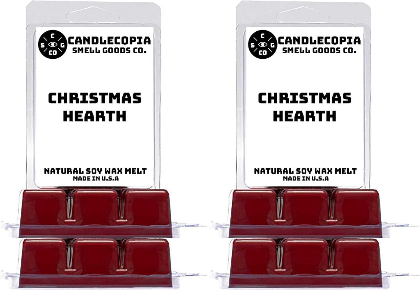 Christmas Hearth Strongly Scented Hand Poured Vegan Wax Melts, 36 Scented Wax Cubes, 19.2 Ounces in 6 x 6-Packs